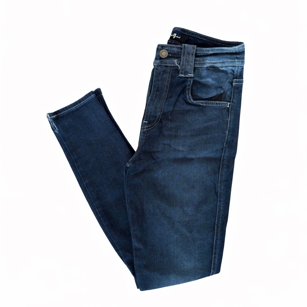 7 For All Mankind Womens Skinny Jeans in Dark Blue Denim Size 25